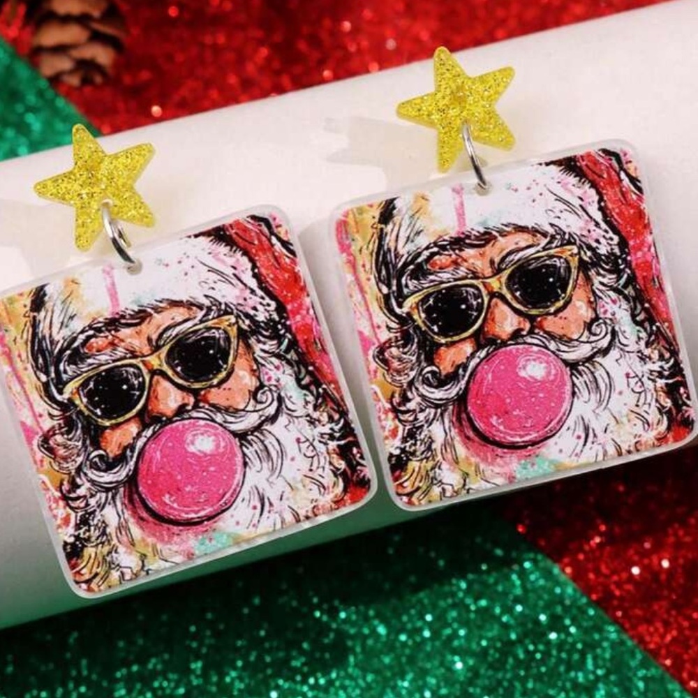 Acrylic Santa Dangle Earrings